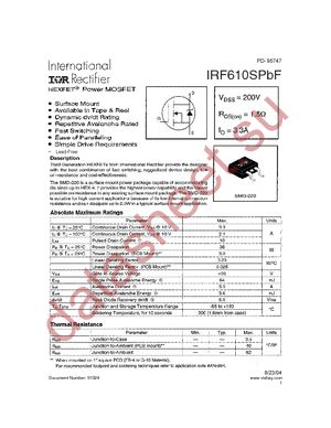 IRF610SPBF datasheet  